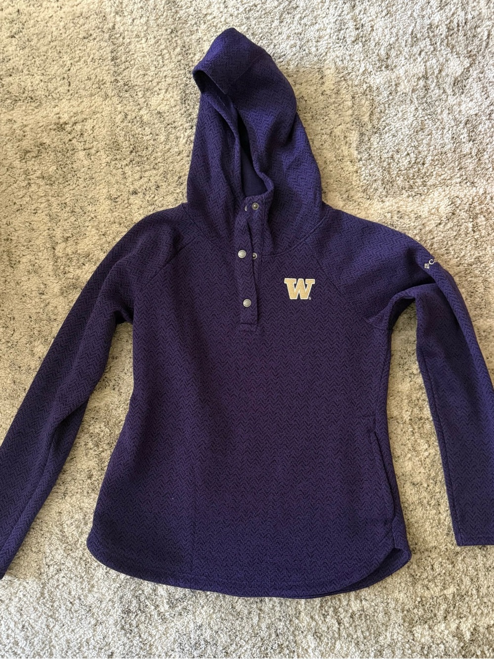 Columbia UW Purple Hooded Snap-Placket Pullover